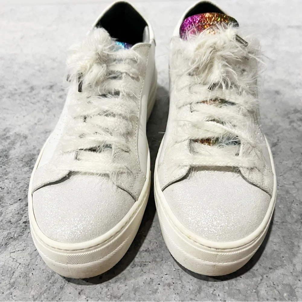 P448 Thea Rainbow Sneakers White Leather Size 39